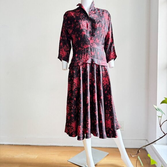 Vintage A Dress Town 50s does 40s Midi Floral Dress S - Picture 7 of 12
